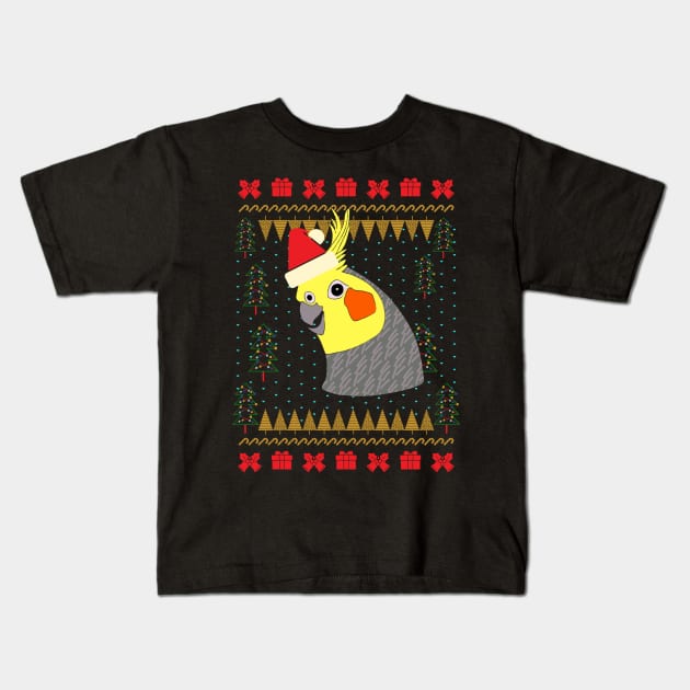 Cockatiel Ugly Christmas Sweater Kids T-Shirt by okpinsArtDesign